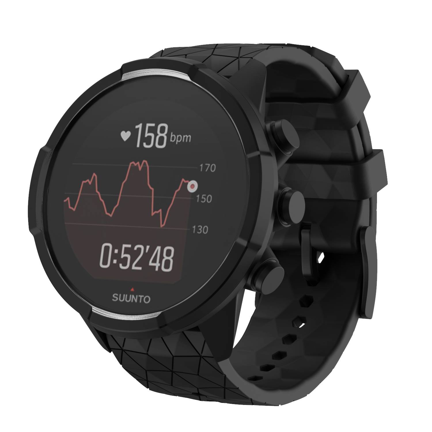 Uhrenarmband für Suunto Sportuhren 24 mm Silikon Black Modell 1