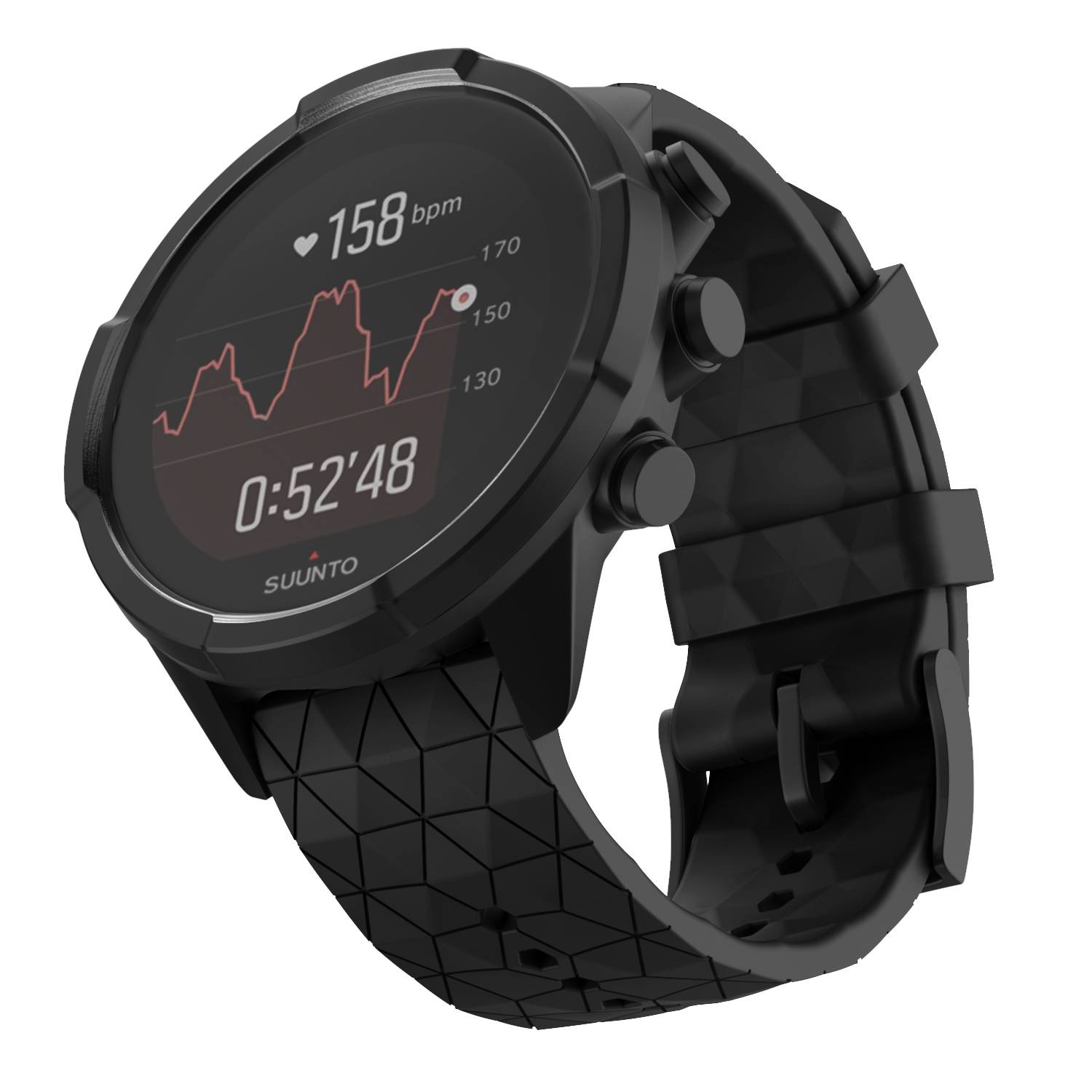 Uhrenarmband für Suunto Sportuhren 24 mm Silikon Black Modell 1