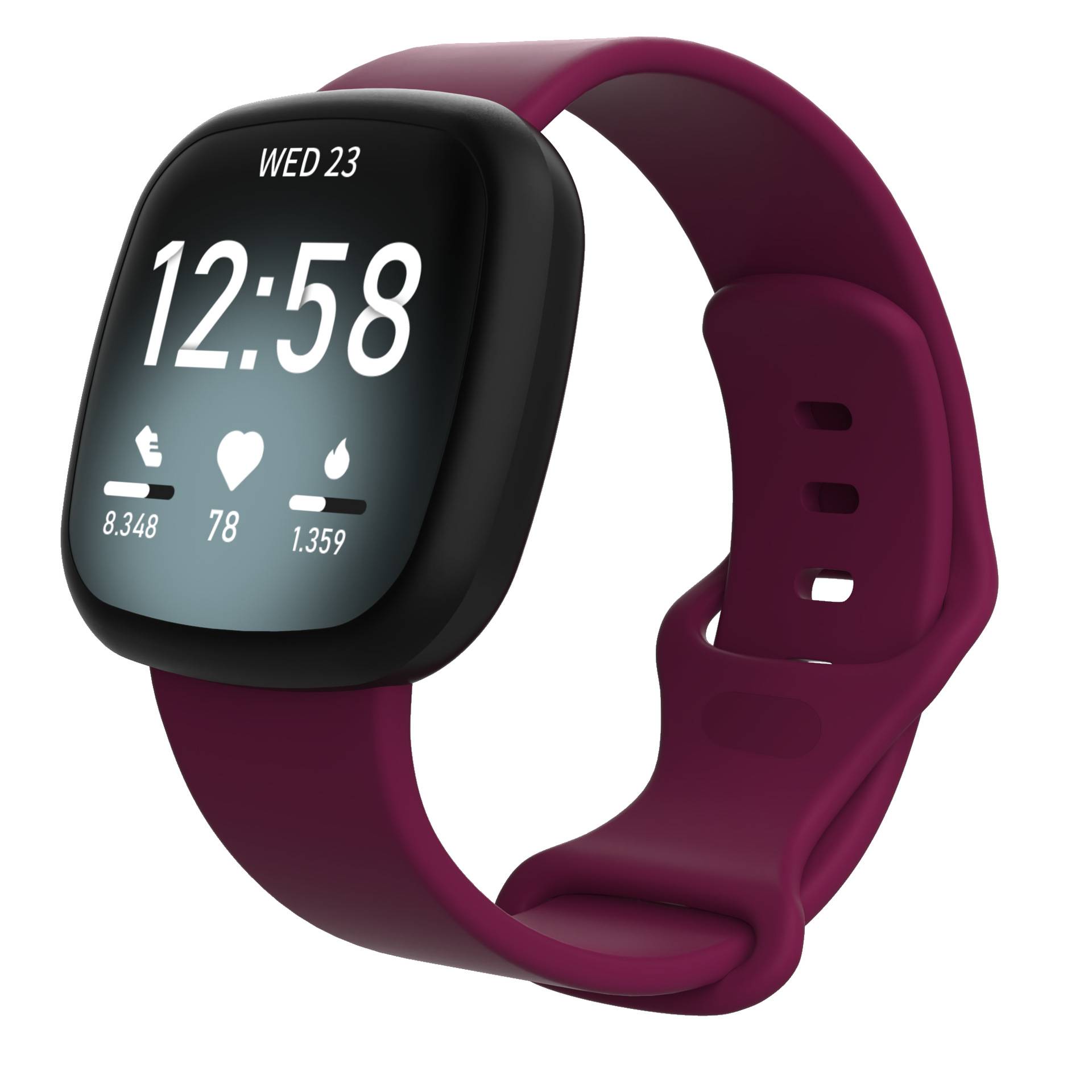 Fitbit Sense/Versa 3 Armband Silikon Weinrot (S)