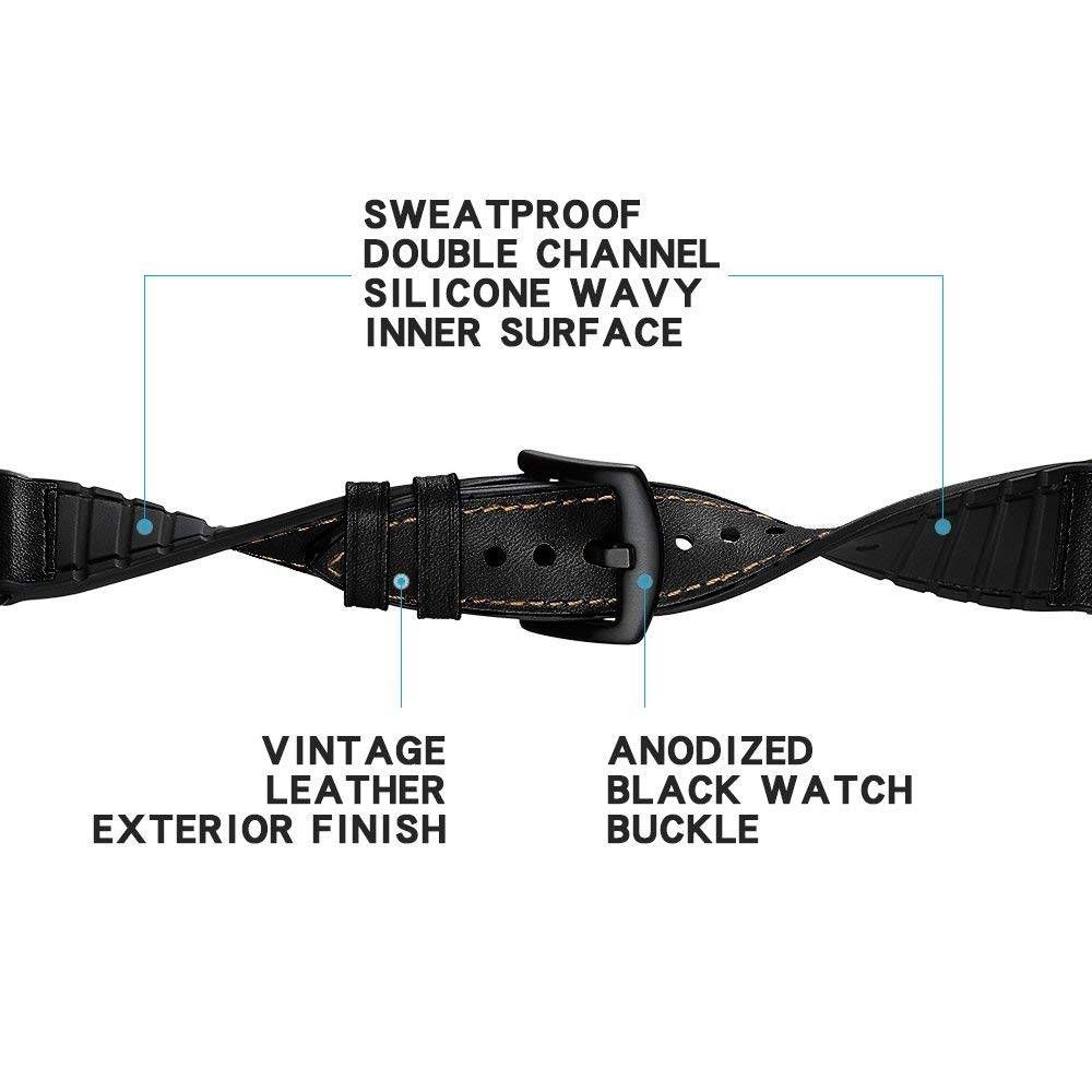 Armband für Samsung Gear S3 Classic, Frontier, Galaxy Watch 22 mm Leder Schwarz