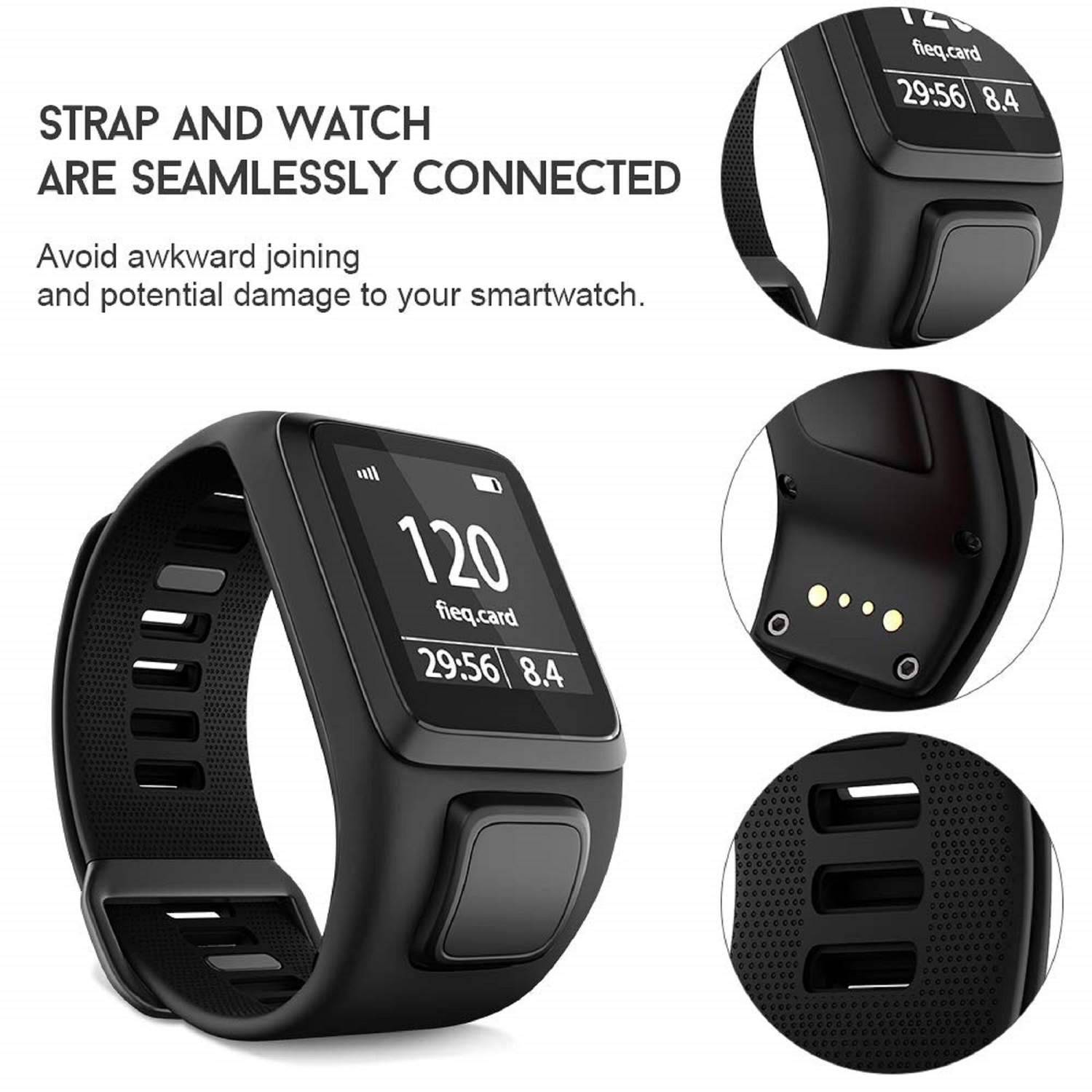 Armband für TomTom Adventurer /Runner /Golfer /Spark /Cardio Musik Ersatzarmband Black