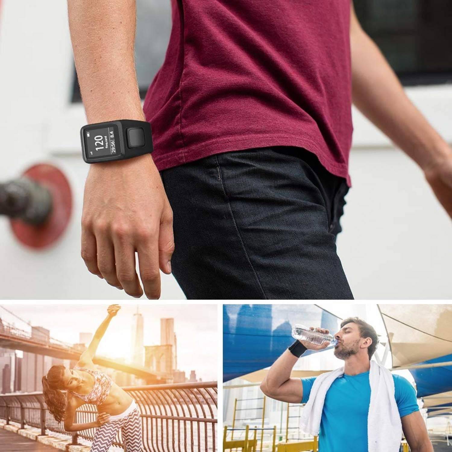 Armband für TomTom Adventurer /Runner /Golfer /Spark /Cardio Musik Ersatzarmband Black