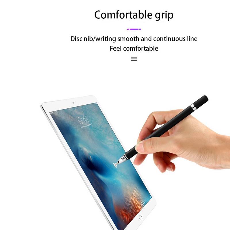2 in 1 Eingabestift Stylus Pen mit Schreibfunktion schwarz