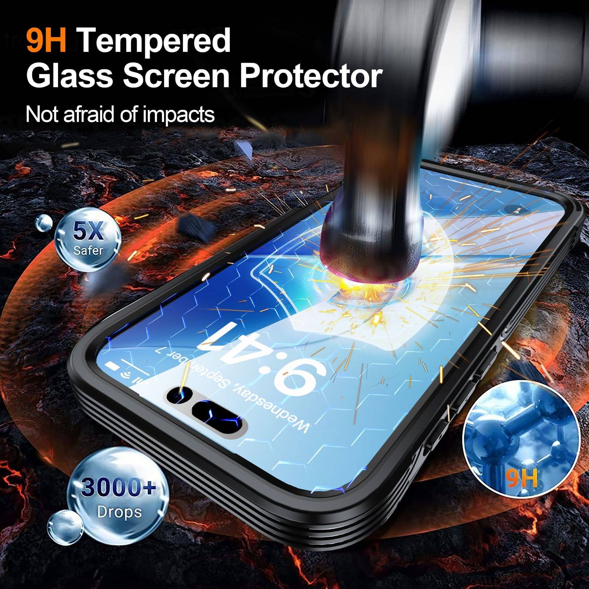 9H Panzerglas Handyhülle kompatibel mit iPhone 17 Air – Stoßfest, Magnetisch, Kratzfest