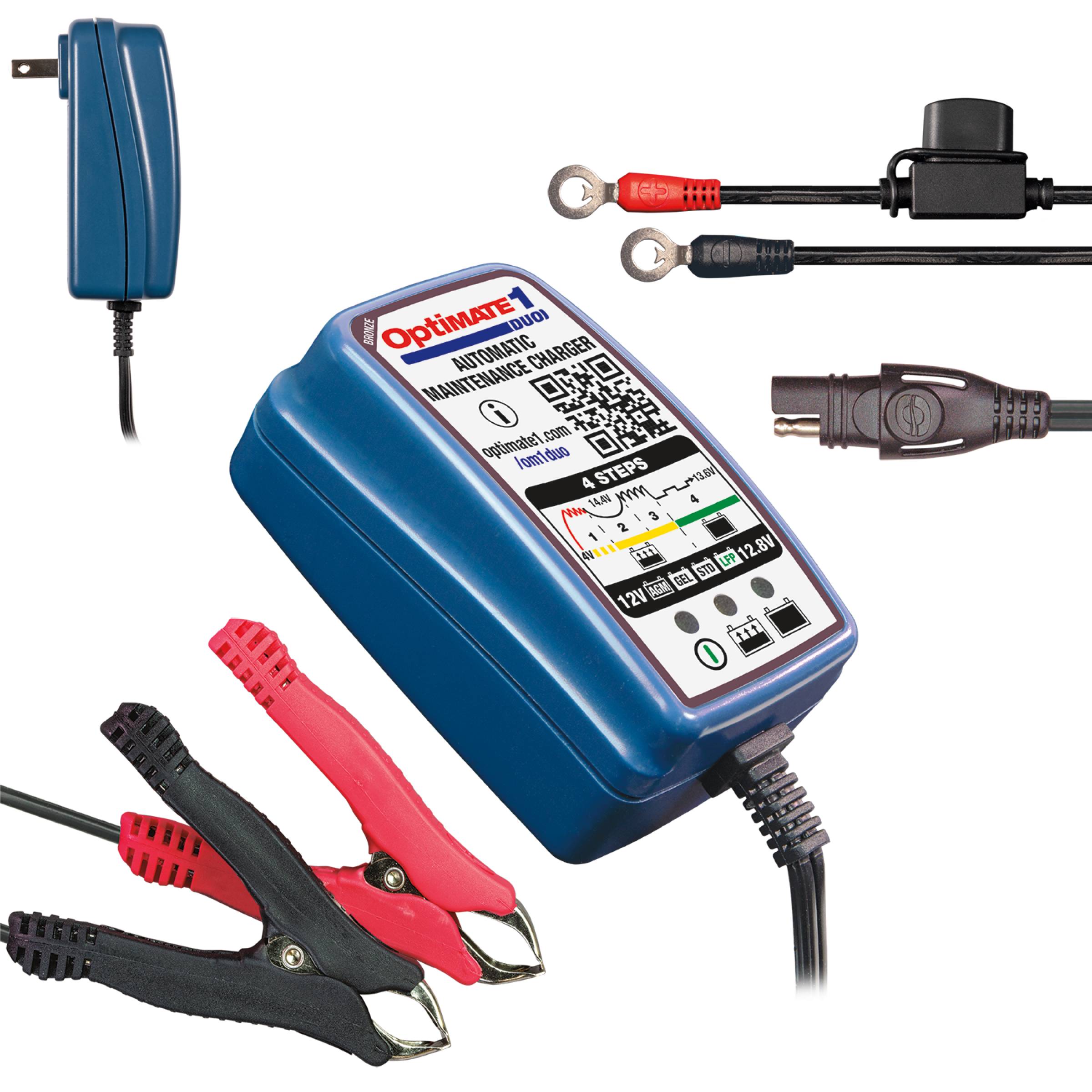 Optimate Ladegerät 1 DUO für 12V 0,6A STD AGM GEL & 12,8V 0,6A LiFePO4 LFP