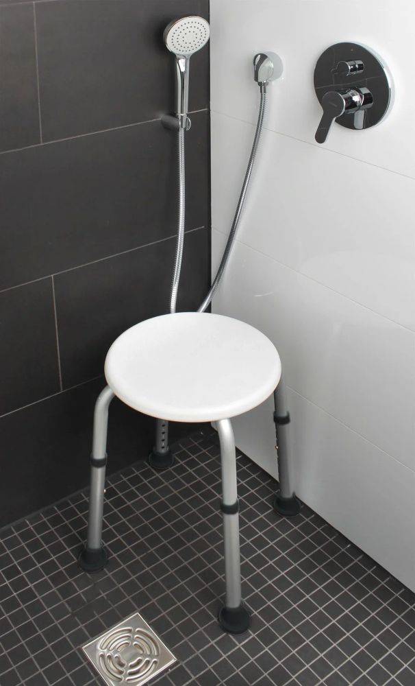 Dusch-Hocker höhenverstellbar Weiß/ Silberfarben