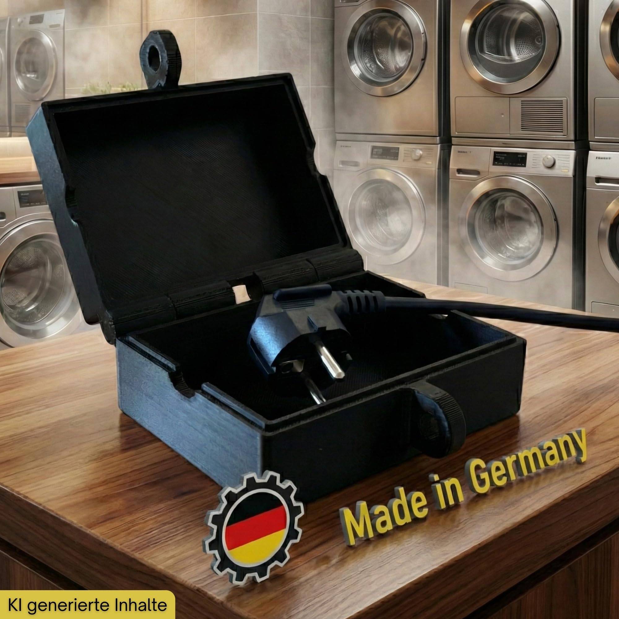 Steckerschloss Waschmaschine I Made in Germany I Steckersafe Sicherheitsbox passend für Schukostecker & Eurostecker Schutz vor unberechtigtem