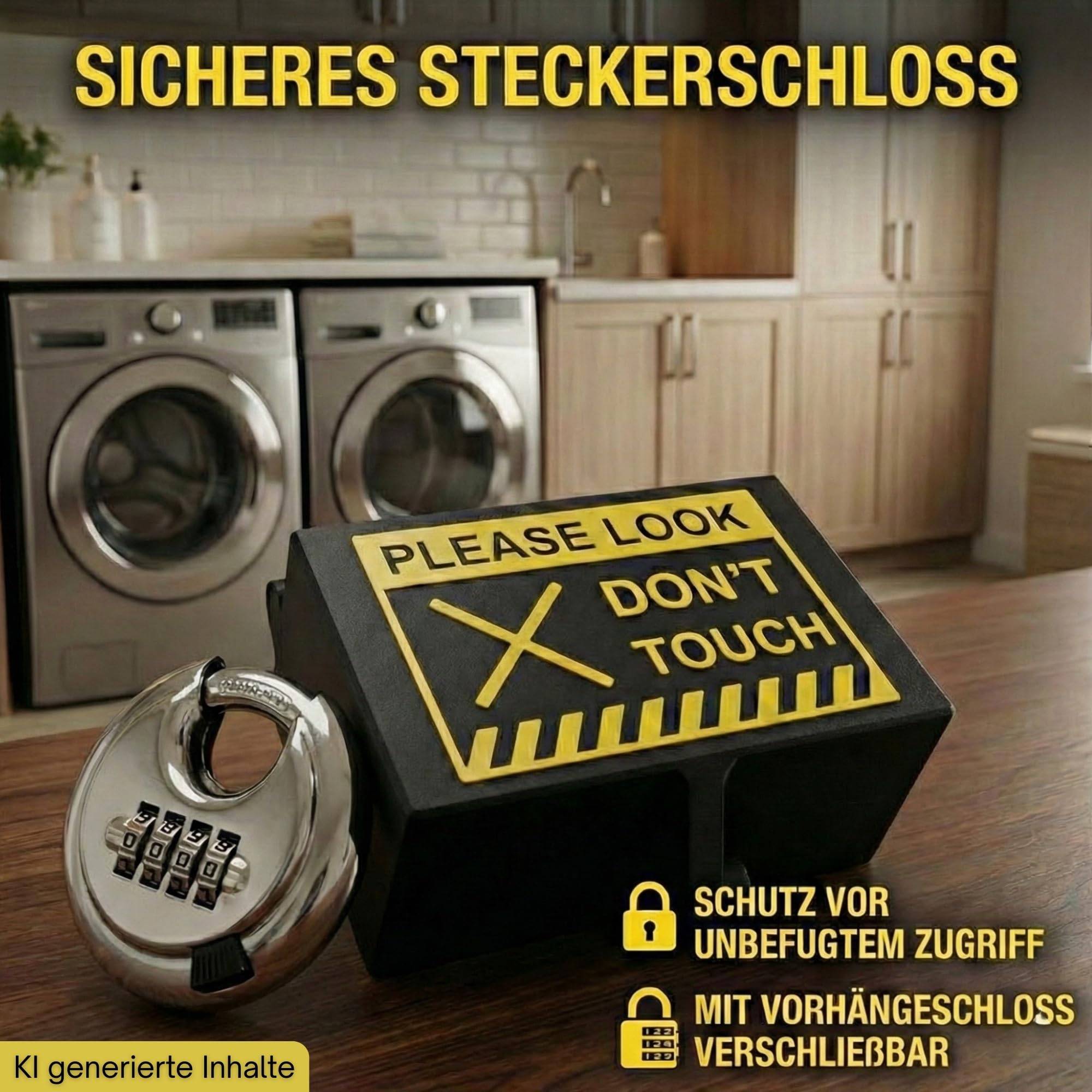 Steckerschloss Waschmaschine I Made in Germany I Steckersafe Sicherheitsbox passend für Schukostecker & Eurostecker Schutz vor unberechtigtem