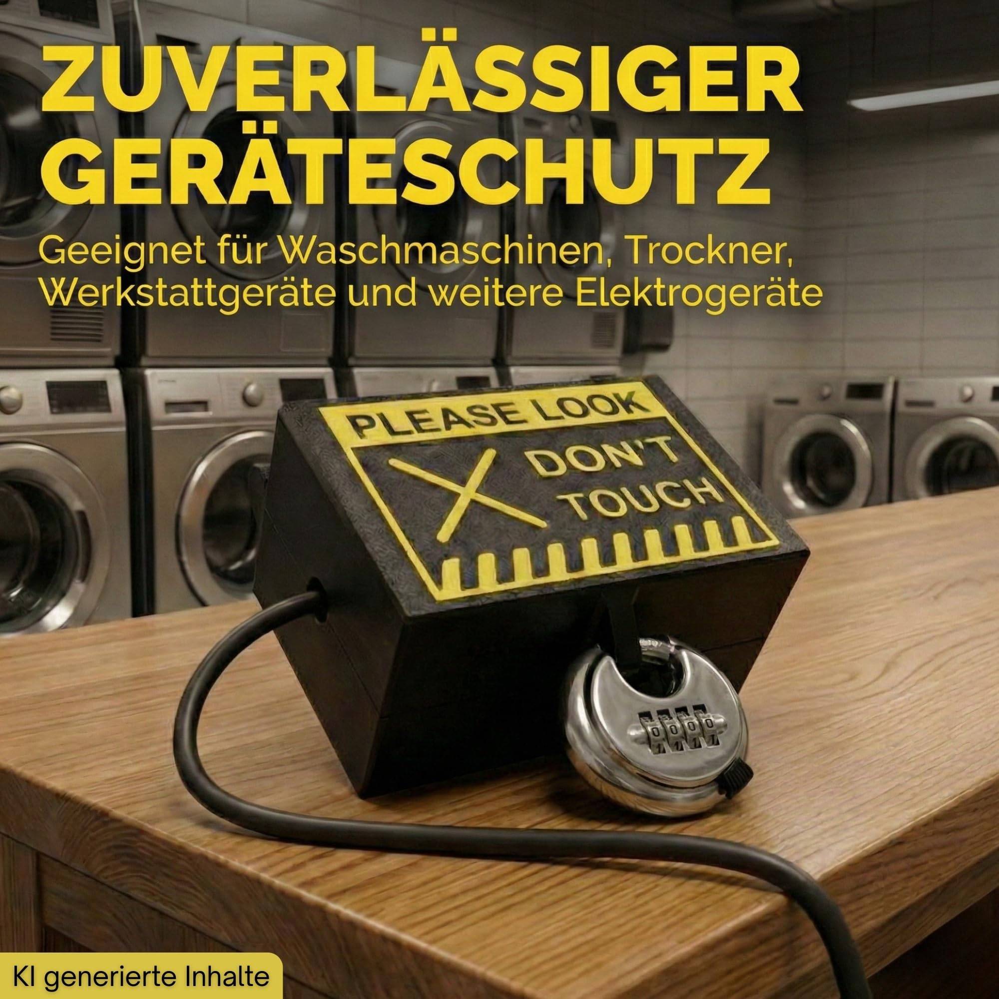 Steckerschloss Waschmaschine I Made in Germany I Steckersafe Sicherheitsbox passend für Schukostecker & Eurostecker Schutz vor unberechtigtem