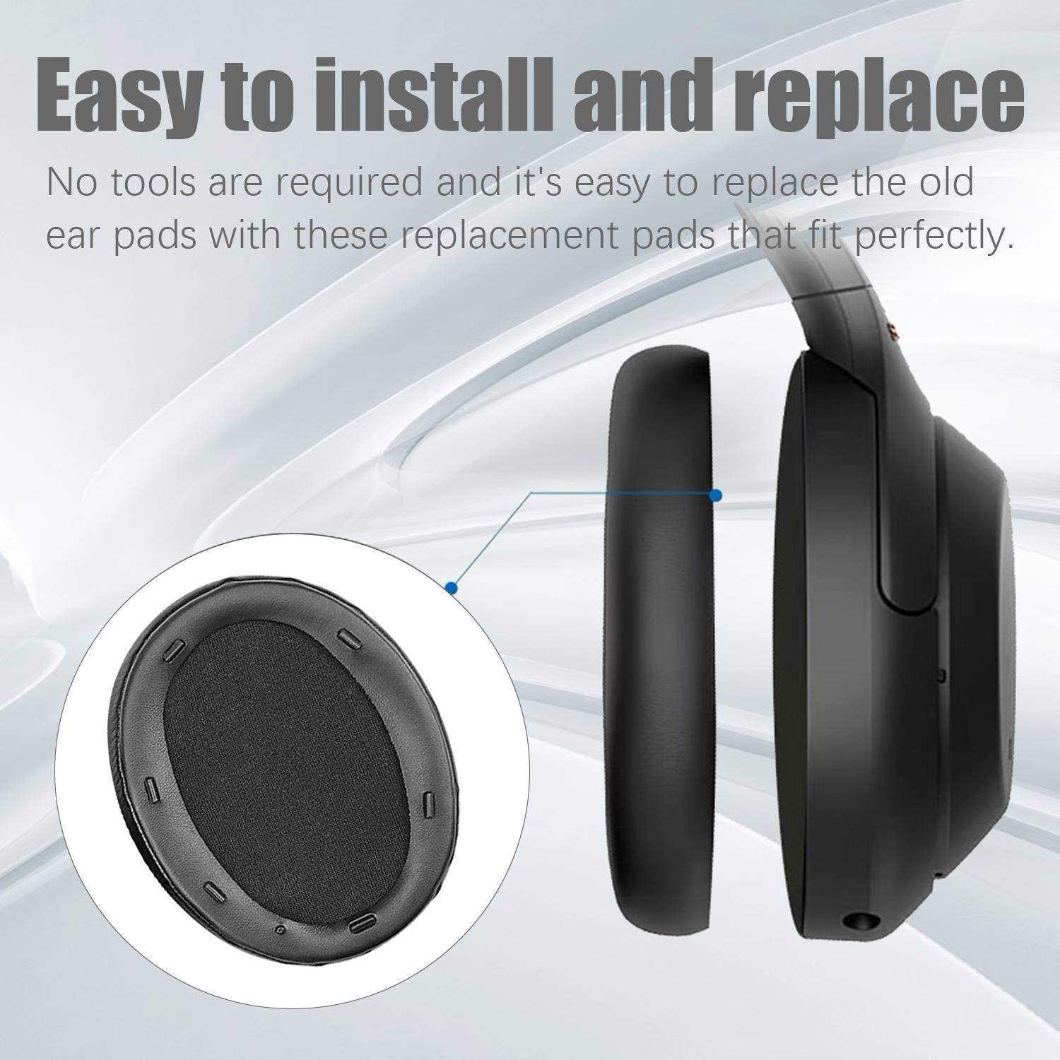 Ohrpolster für Sony WH-XB910N Kopfhörer Ersatzpolster Ear Pads 1 Paar Black