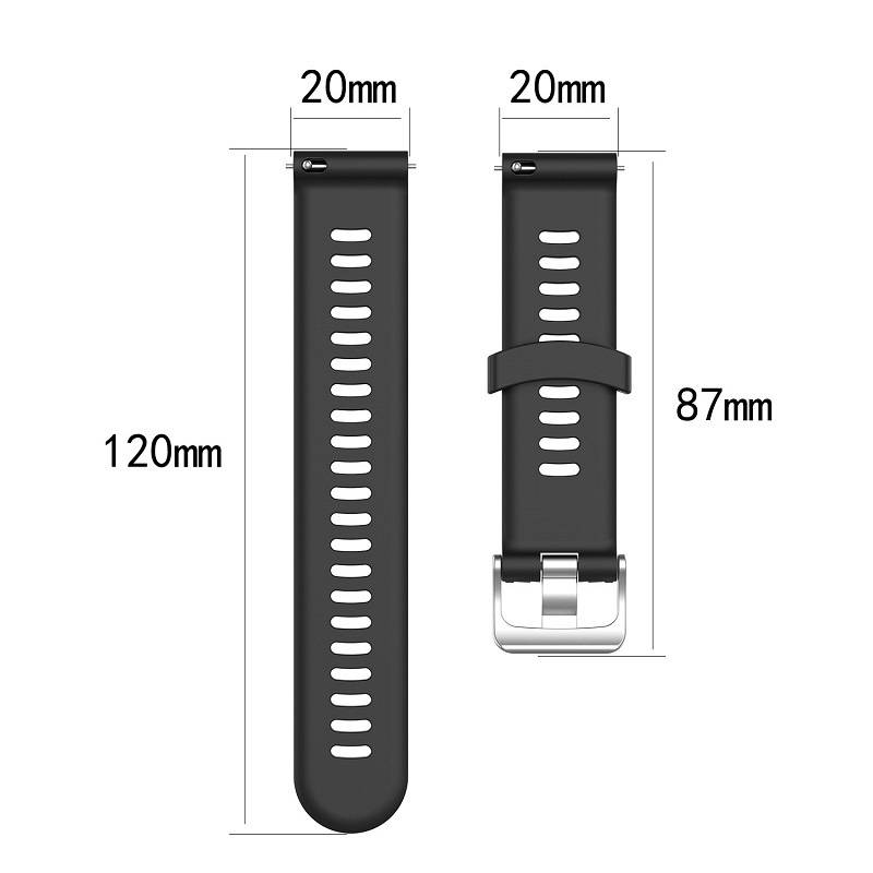 Uhrenarmband für Garmin Forerunner 245 Silikon Black 20 mm