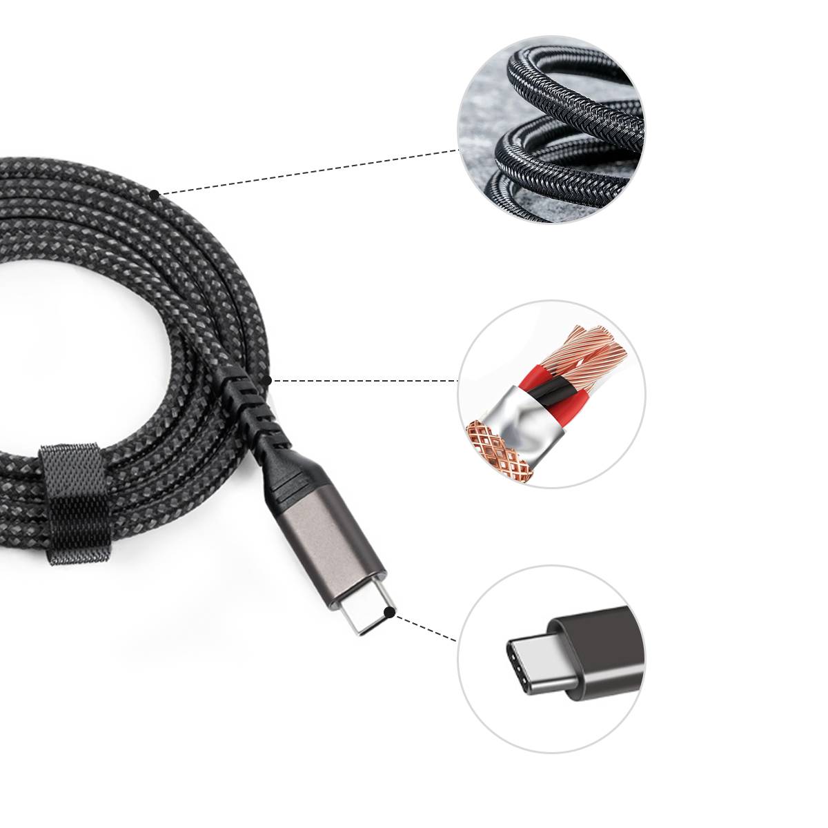 USB-C zu USB-C Kabel 5A/20V PD 100W Ladegerät Black 2 m