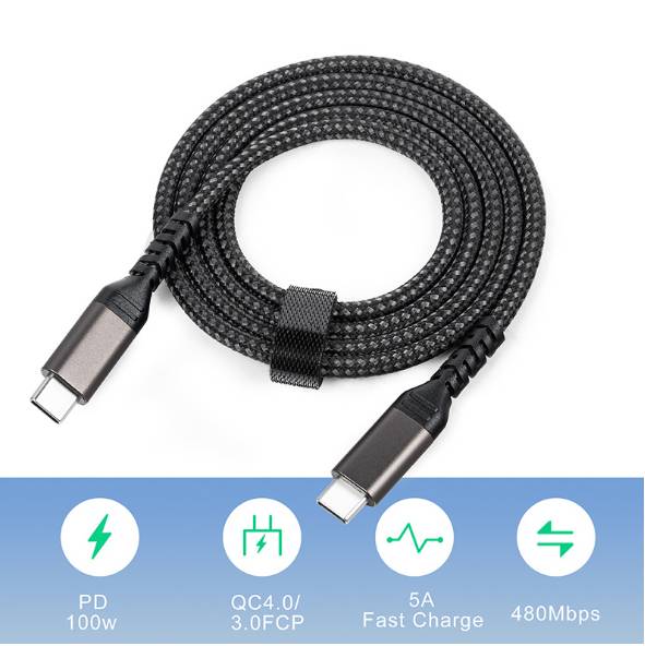 USB-C zu USB-C Kabel 5A/20V PD 100W Ladegerät Black 2 m