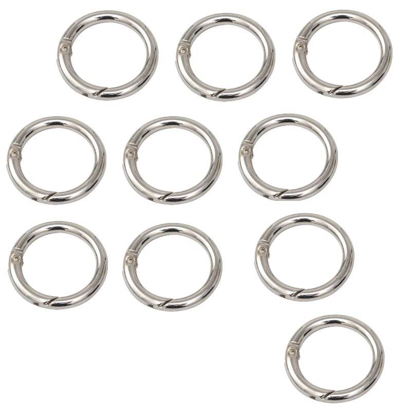 Runde Schlüsselringe mit Karabinerverschluss 10er-Pack Silver