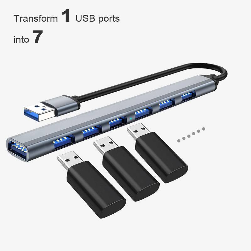 USB3.0 zu USB2.0/3.0 USB-Hub mit 7 Ports SilverGrey