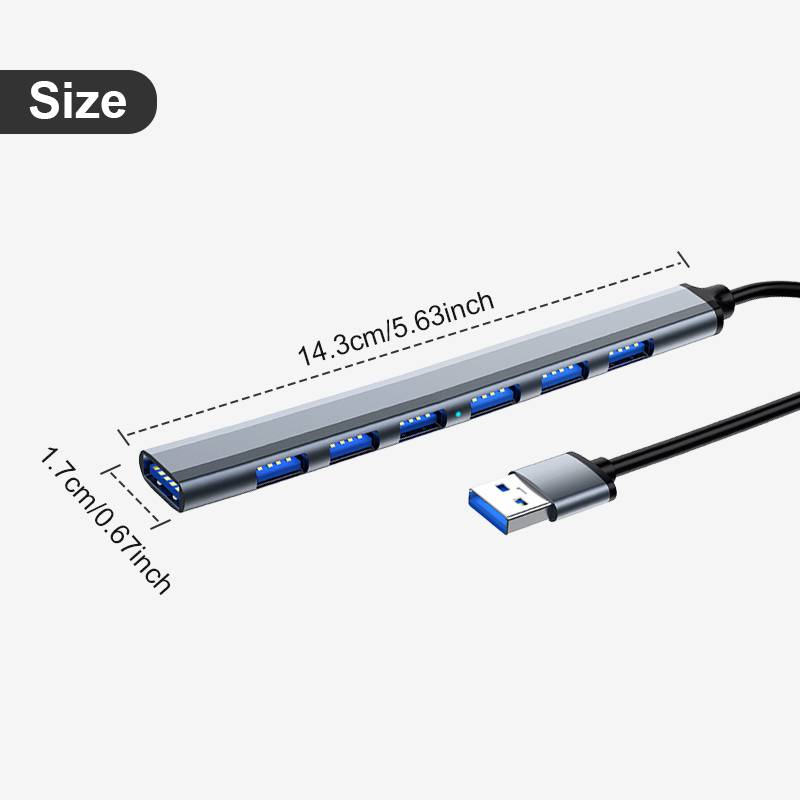 USB3.0 zu USB2.0/3.0 USB-Hub mit 7 Ports SilverGrey