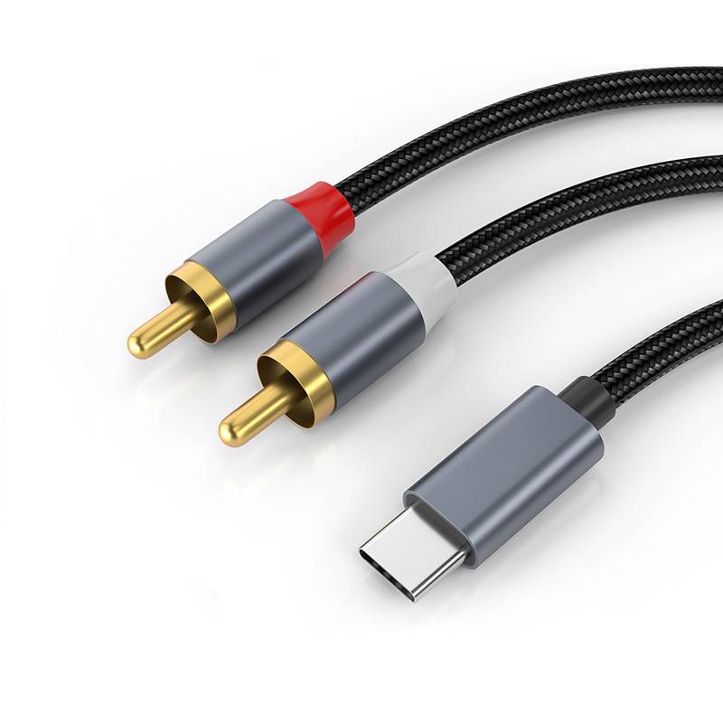USB-C zu 2x Cinch Stereo Audiokabel Grey