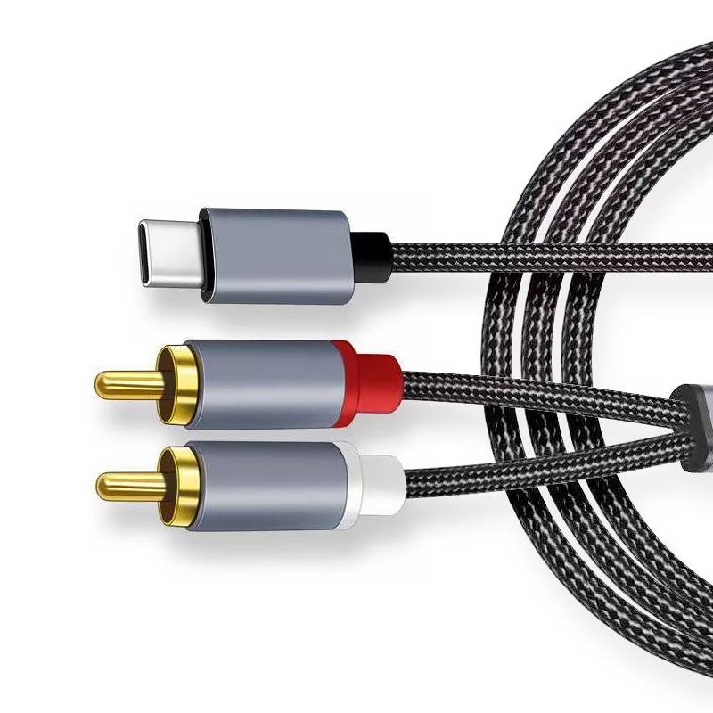 USB-C zu 2x Cinch Stereo Audiokabel Grey