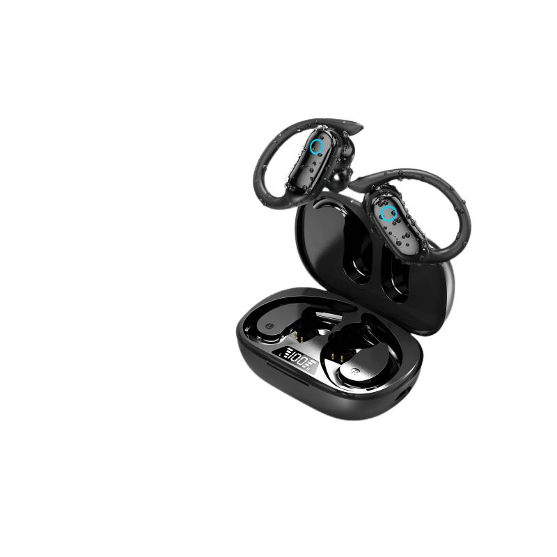 Kabelloser Sportkopfhörer mit Ohrhaken IPX7 wasserdicht Black