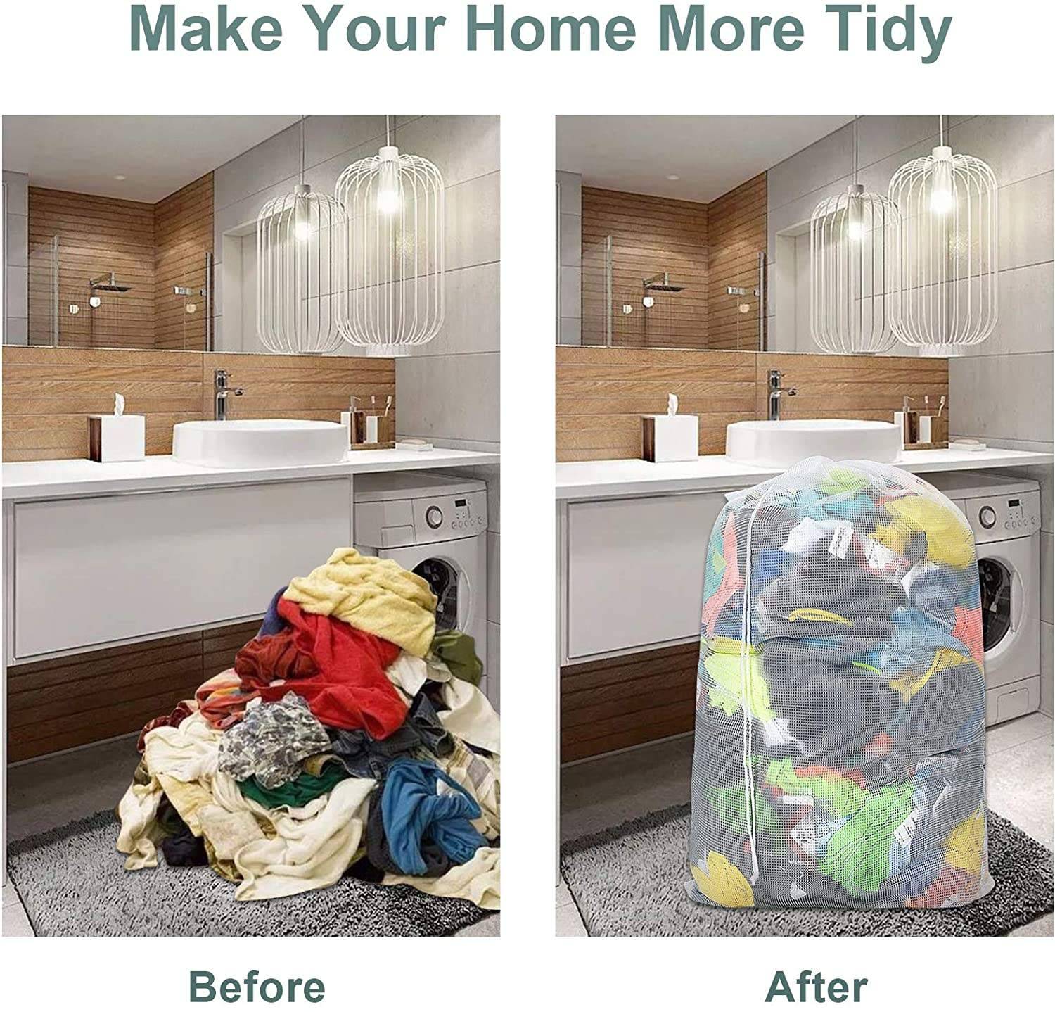 Großer Waschbeutel 60x90 cm Weiß