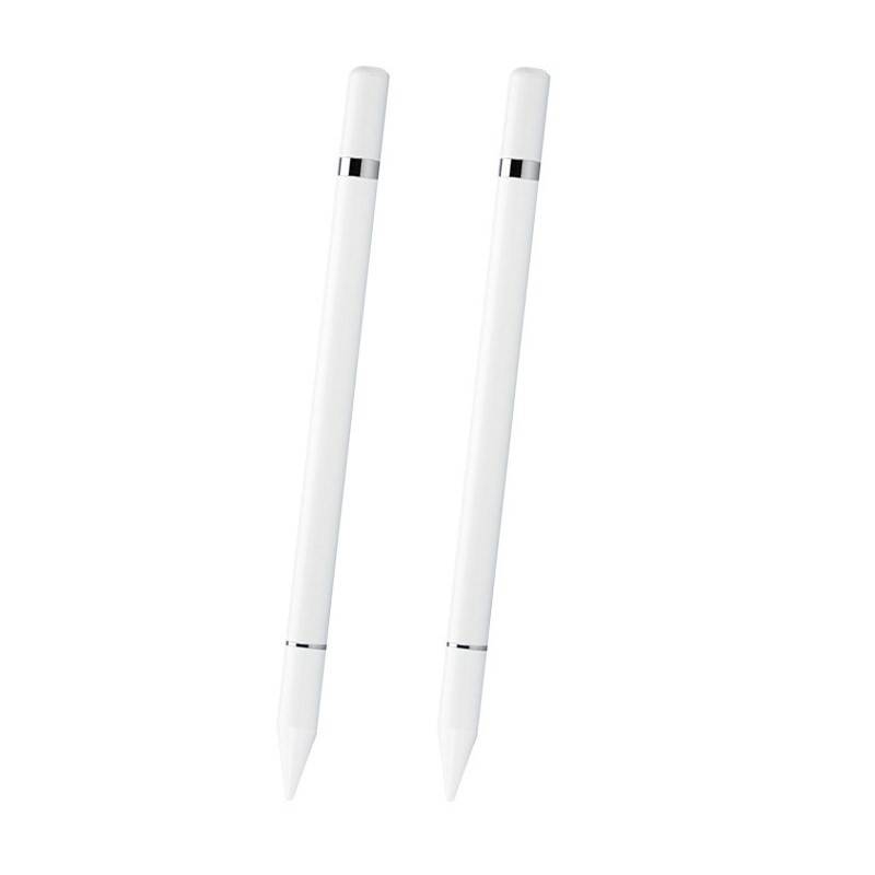 Stylus Stift mit Schreibfunktion, 2 in 1 Eingabestift, Kapazitive Disc-Spitze, kompatibel mit allen Touchscreens (Weiß)