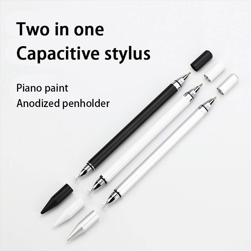 Stylus Stift mit Schreibfunktion, 2 in 1 Eingabestift, Kapazitive Disc-Spitze, kompatibel mit allen Touchscreens (Weiß) 1 Packung