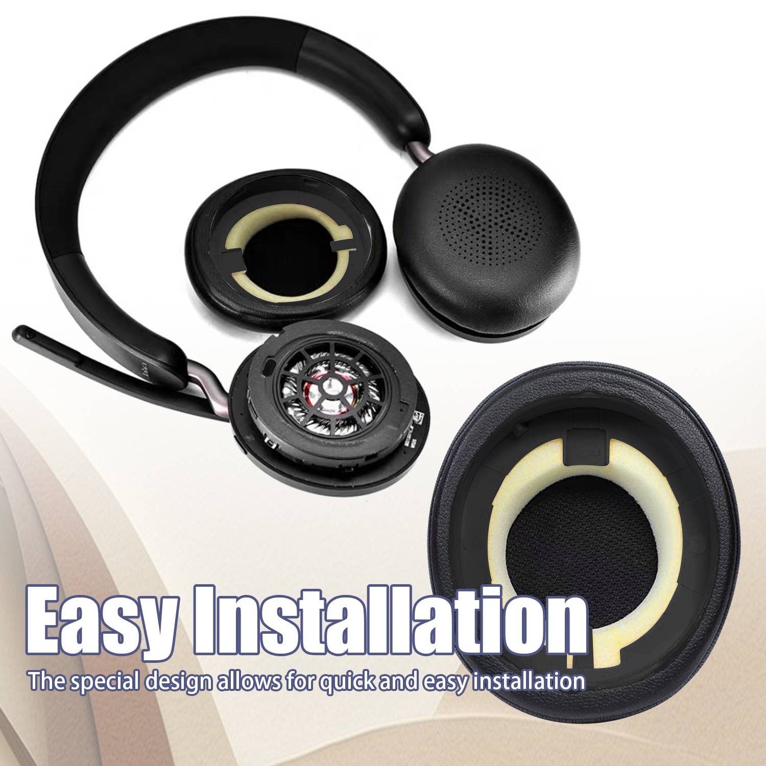 Ohrpolster für Jabra Elite 45H / Jabra Evolve2 65 Kopfhörer Ersatzpolster 1 Paar Black Jabra Elite 45H / Jabra Evolve2 65