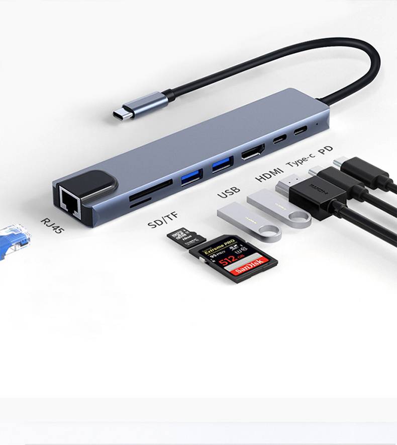 8-Port-USB-C-Hub Grey