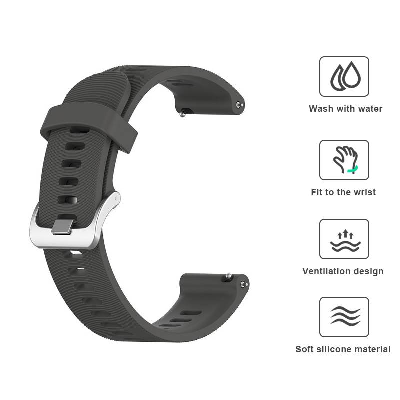 Uhrenarmband für Garmin Forerunner 245 Silikon Grey 20 mm