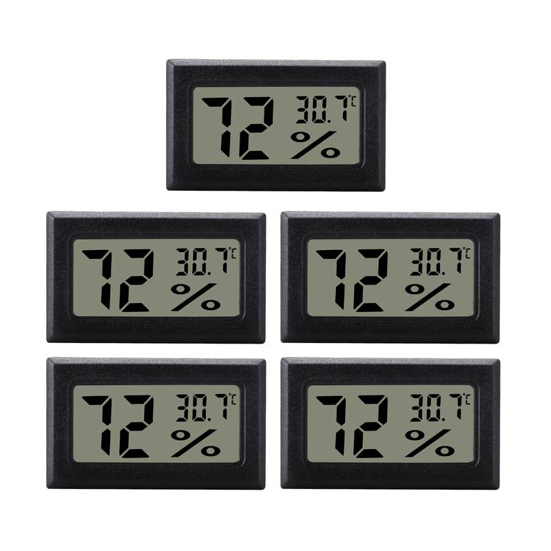 Mini-Digital-Hygrometer / Thermometer 5er-Pack Black