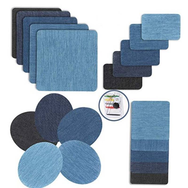Flicken zum Aufbügeln Jeansstoff 20 Stk Blue