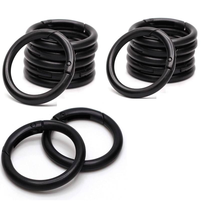 Rundkarabiner / öffnungsbare Ringe 15er-Pack Black