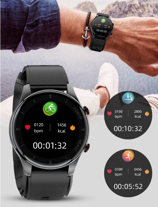 Smartwatch mit Blutsauerstoff- und Blutdruckmessung Black