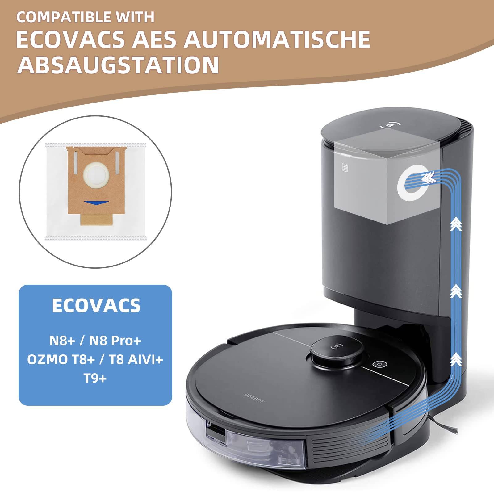 Staubsaugerbeutel 8er-Pack Ecovacs DEEBOT OZMO T8/T8 AIVI/T8 MAX/N8 Pro/N8 Pro Plus, Yeedi Vac/Yeedi Vac MAX