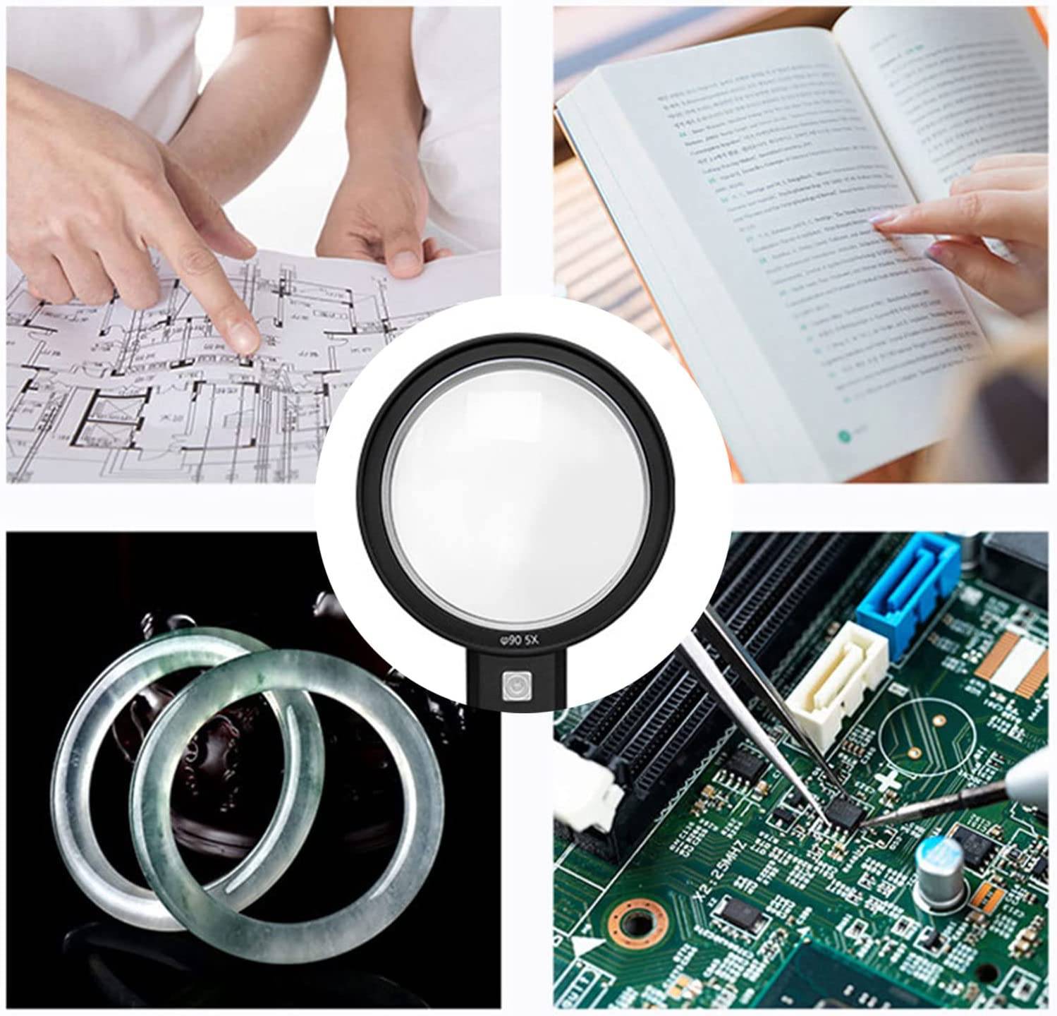 Lupe 6X/9X/15X mit LED-Lampe Black