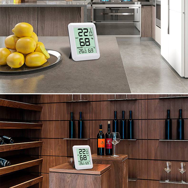 Kabelloses Thermometer und Hygrometer für Innen und Außen White