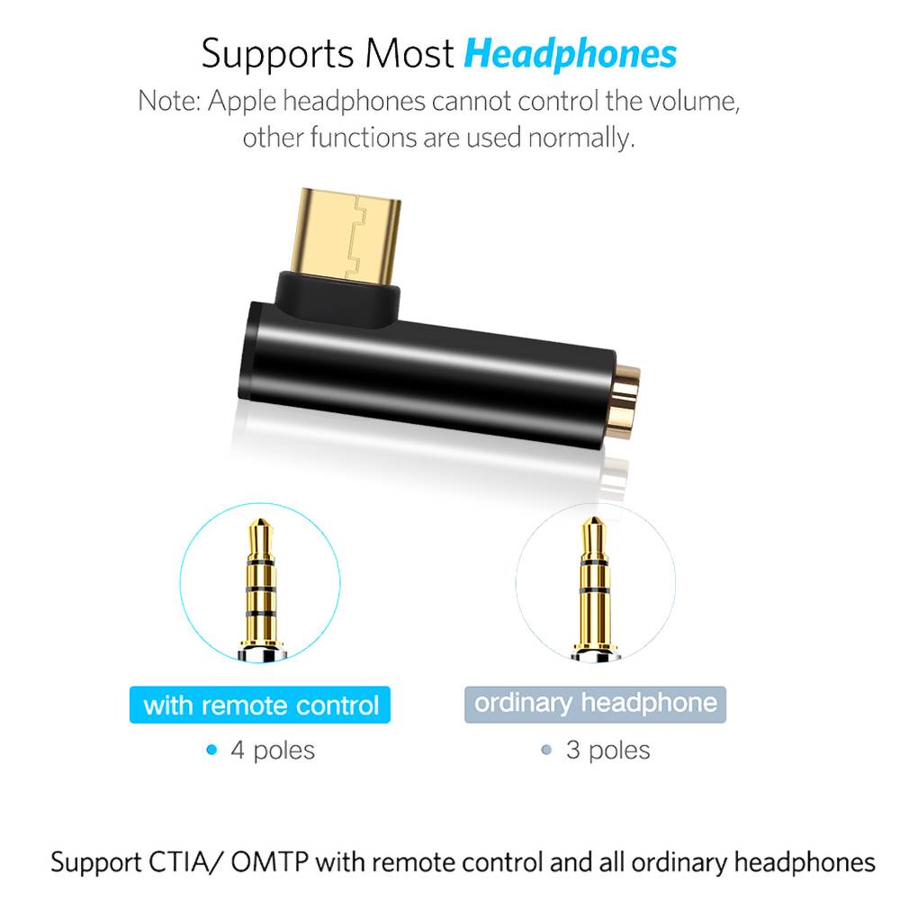 USB-C auf 3,5 mm Audioadapter für Kopfhörer Black