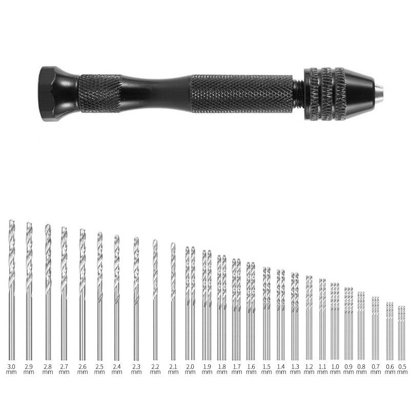 49 PC 0,5–3,0 mm Mini-Bohrer-Set aus Schnellarbeitsstahl Black