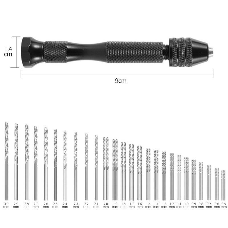 49 PC 0,5–3,0 mm Mini-Bohrer-Set aus Schnellarbeitsstahl Black