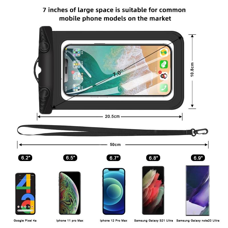 Wasserdichte Handyhülle 7 Zoll Black