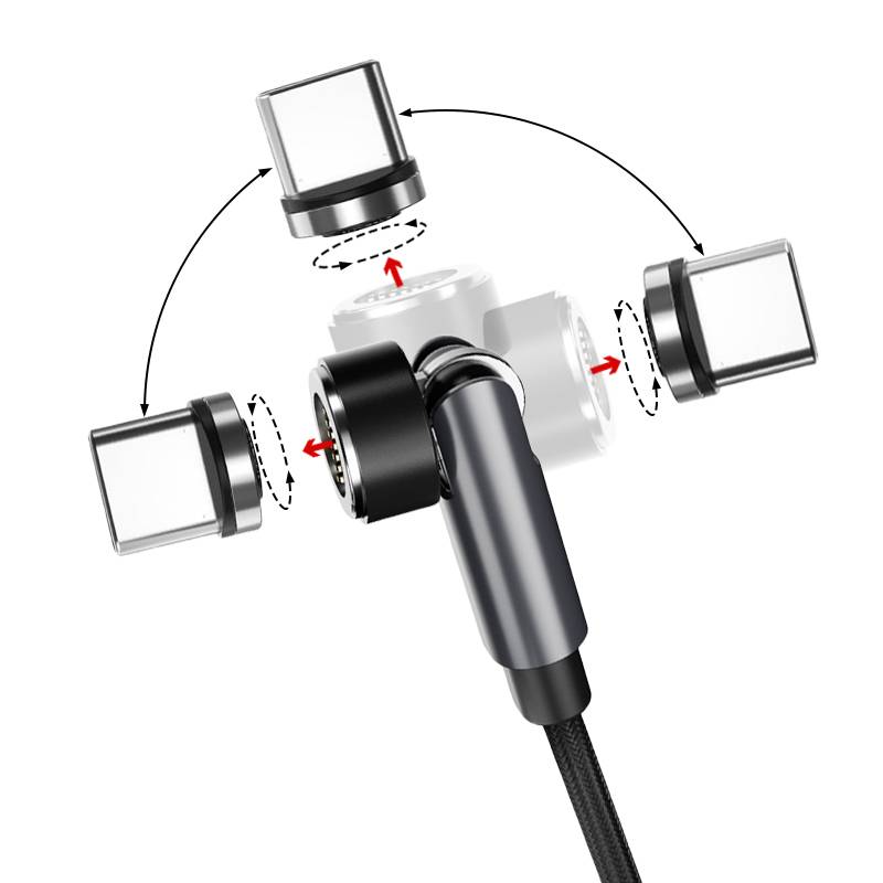 Magnetisches USB-C-Ladekabel 3A für schnelles Laden 2 m Black