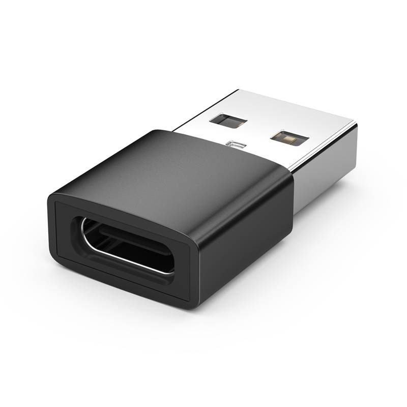 USB-A (männlich) auf USB-C (weiblich) Adapter Black