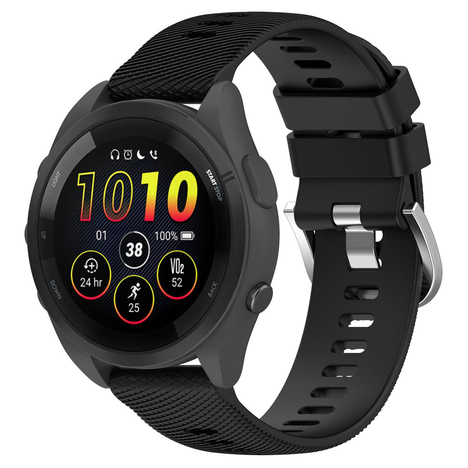 Armband Silikon für Garmin Forerunner 265S Verstellbare Fitness Ersatzbänder Black 18 mm