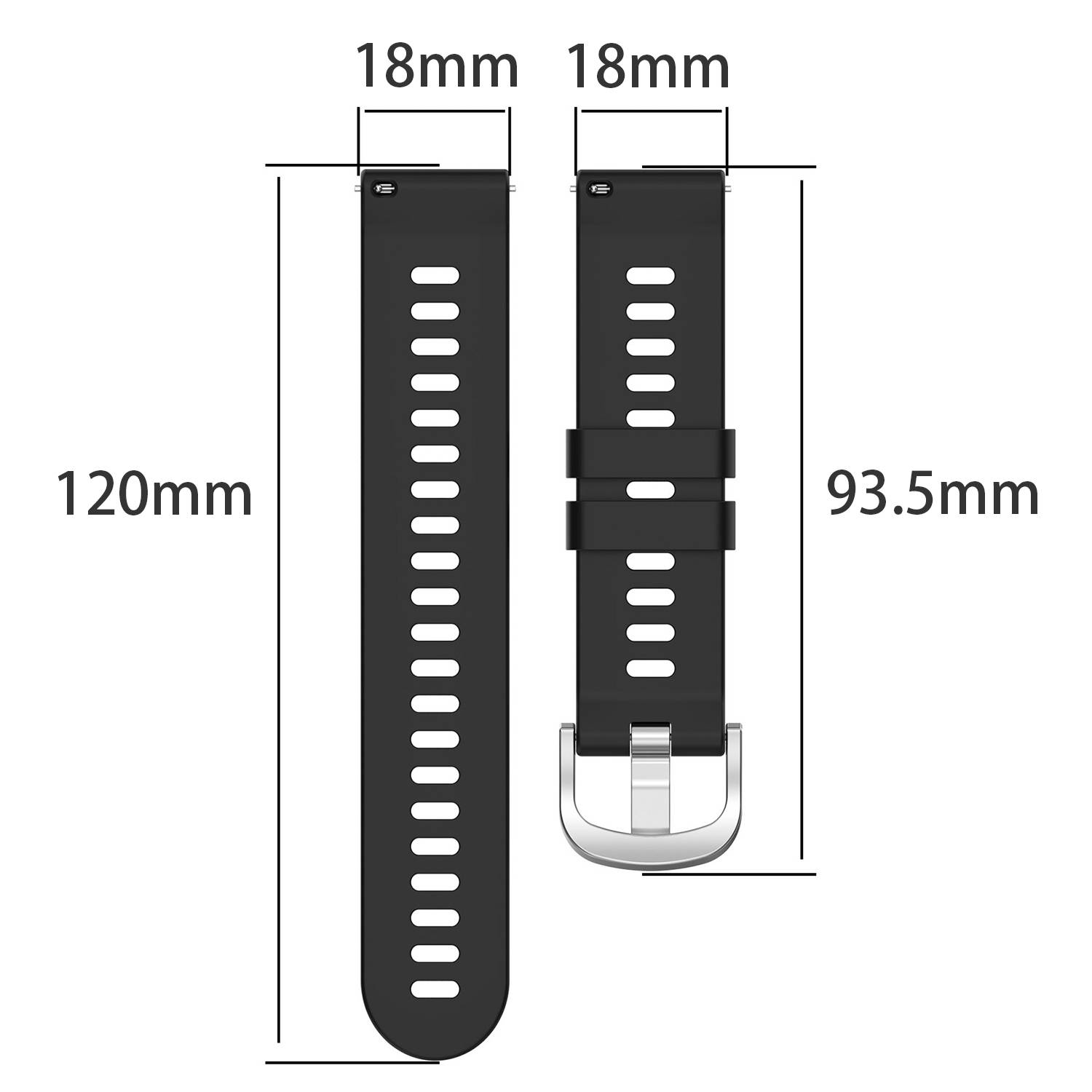 Armband Silikon für Garmin Forerunner 265S Verstellbare Fitness Ersatzbänder Black 18 mm