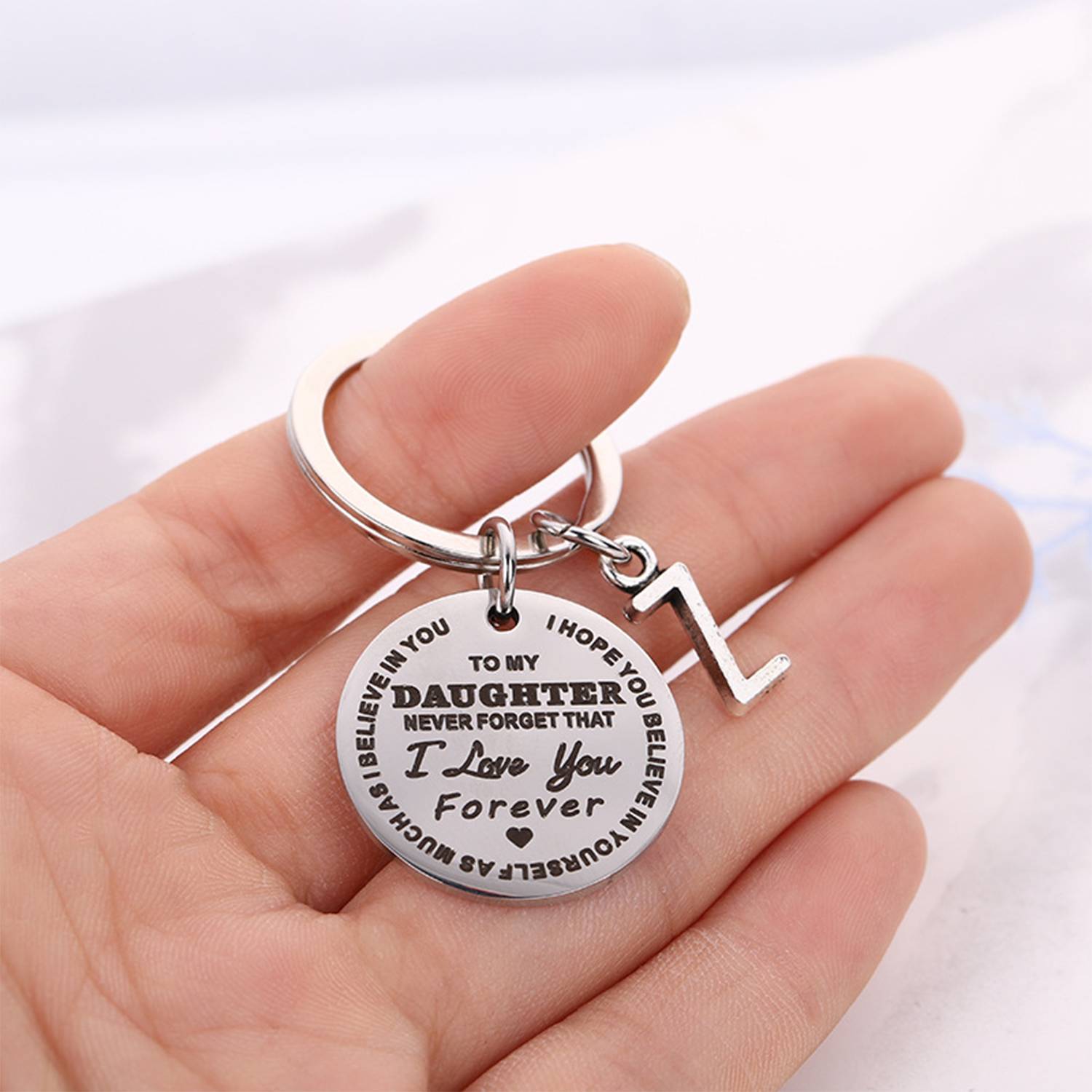Schlüsselanhänger „To My Daughter“ Der Buchstabe H Silver