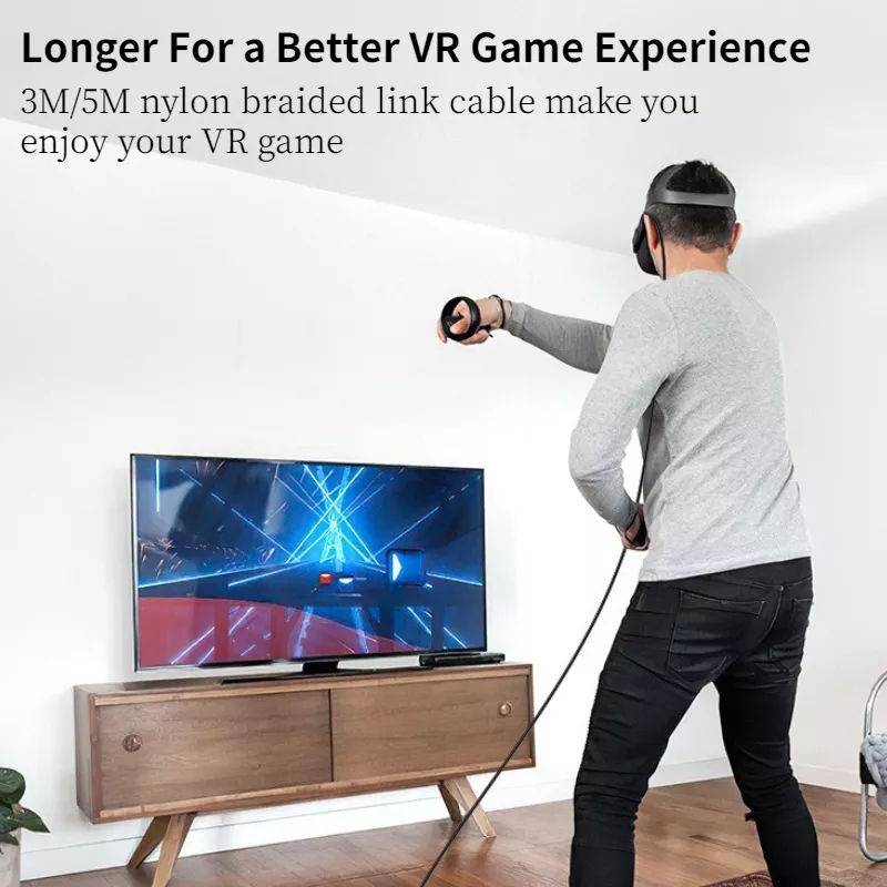 Link-Kabel – VR-Kabel kompatibel mit Oculus Quest 2 DarkGrey 5 m