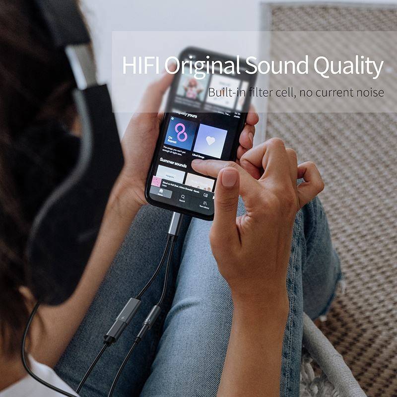 USB-C-Adapter für 3,5-mm-Kopfhörer und USB-C-Ladegerät Black