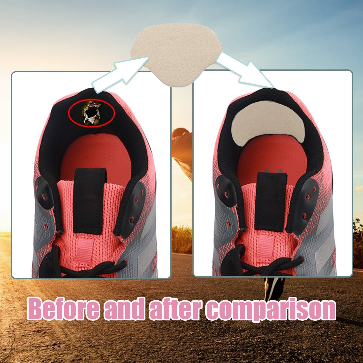 Aufkleber Reparaturflicken für Schuhfersen 2 Größen 4 Paar Beige