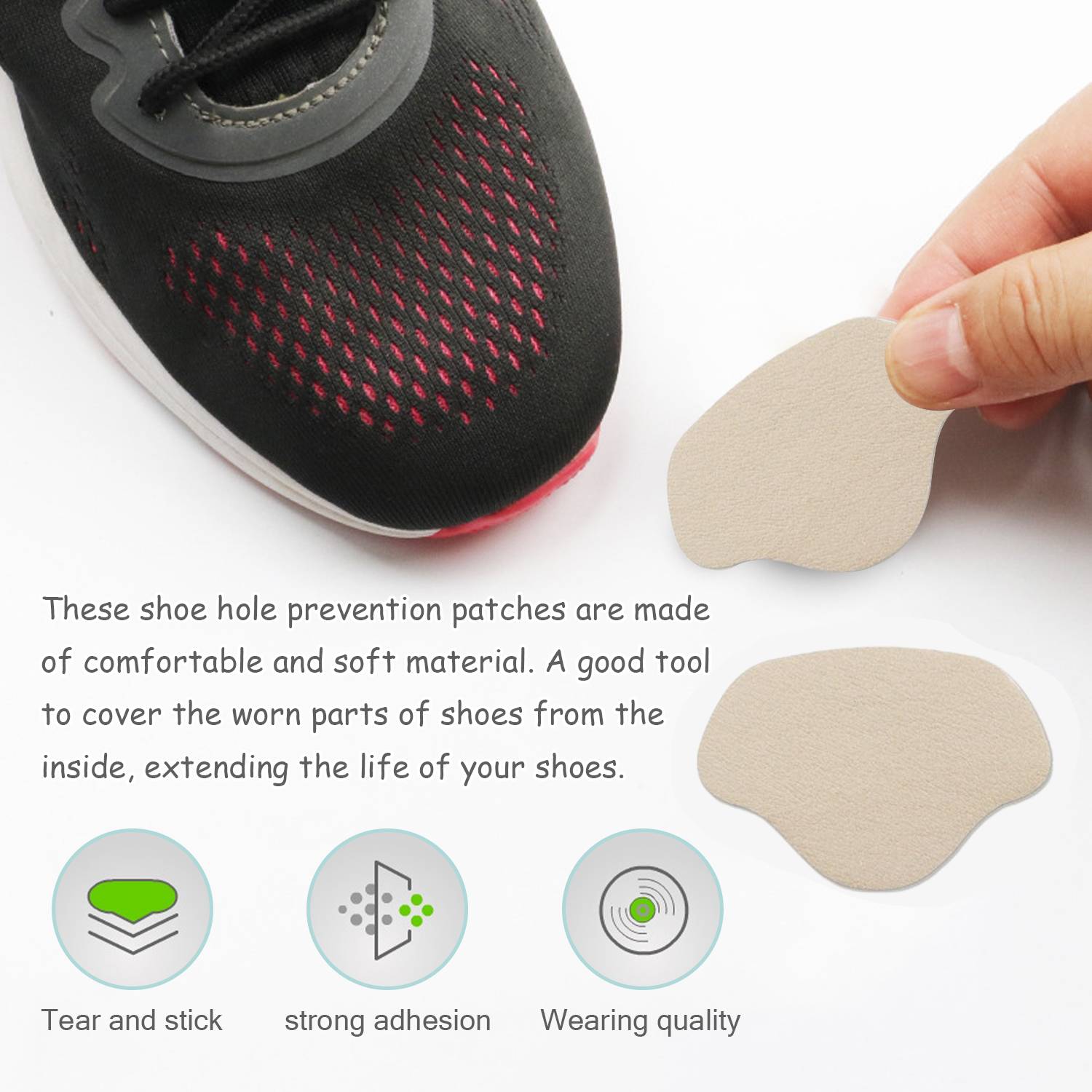 Aufkleber Reparaturflicken für Schuhfersen 2 Größen 4 Paar Beige