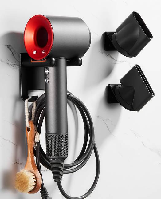 Universeller Halter für Haartrockner, einfache Installation für verschiedene Wandoberflächen Black